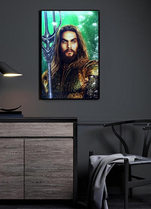 Tidebreaker Aquaman acrylic wall art with Arthur Curry and trident by Richard Williams