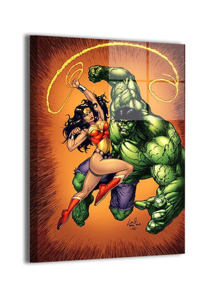 Hulk vs Wonder Woman metal wall art by Savy Lim
