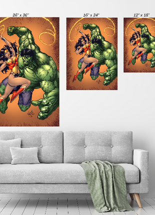 Hulk vs Wonder Woman wall art room display