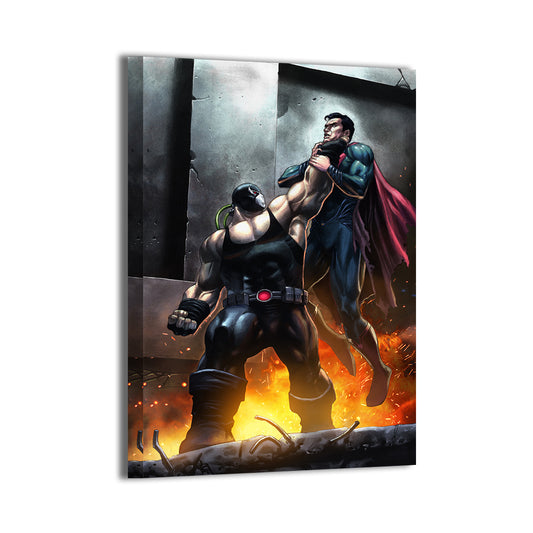 Titan Clash Superhero Wall Art Canvas 24x36 – dynamic clash of Superman vs Bane, perfect for collectors and fans