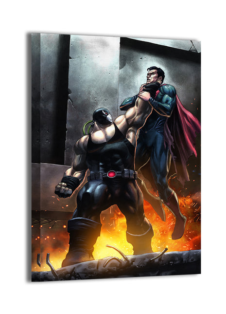 Titan Clash Superhero Wall Art Canvas 24x36 – dynamic clash of Superman vs Bane, perfect for collectors and fans