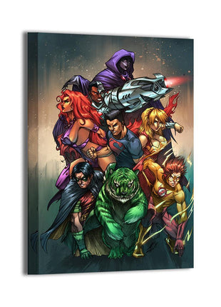 Titans Charge Teen Titans team canvas wall art by Jose Carlos Sanchez