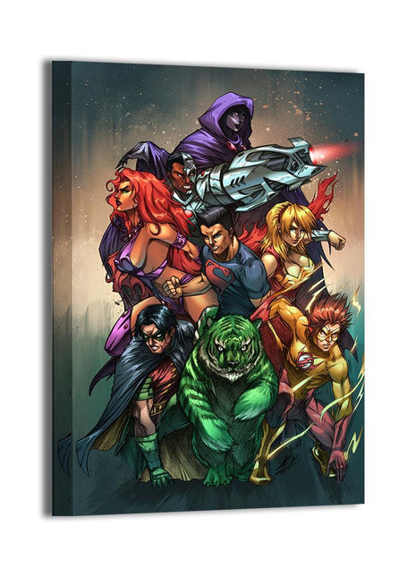 Titans Charge Teen Titans team canvas wall art by Jose Carlos Sanchez