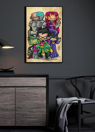 Titans Together Teen Titans chibi acrylic wall art by Jeff Benitez