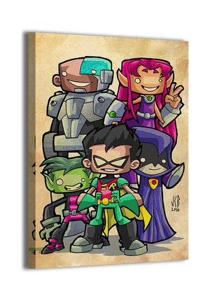 Titans Together Teen Titans chibi canvas wall art by Jeff Benitez