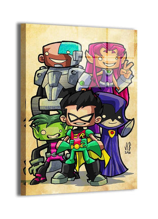 Titans Together Teen Titans chibi metal wall art by Jeff Benitez