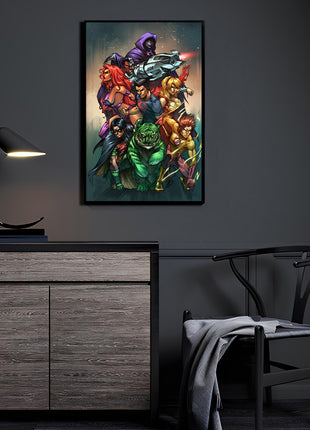 teen titans group poster print 11x17 with full hero lineup

