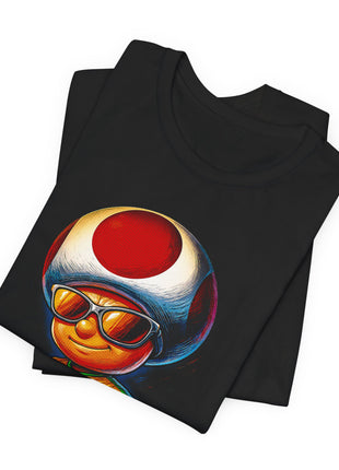 Folded view of the black Toad Soccer Shades Graphic T-Shirt.