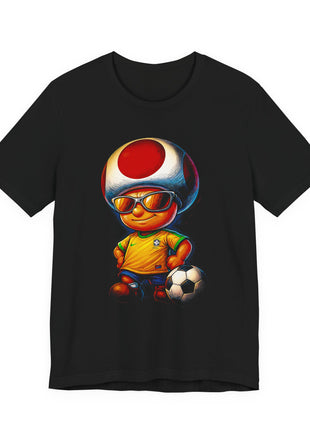 Front view of the black Toad Soccer Shades Graphic T-Shirt.