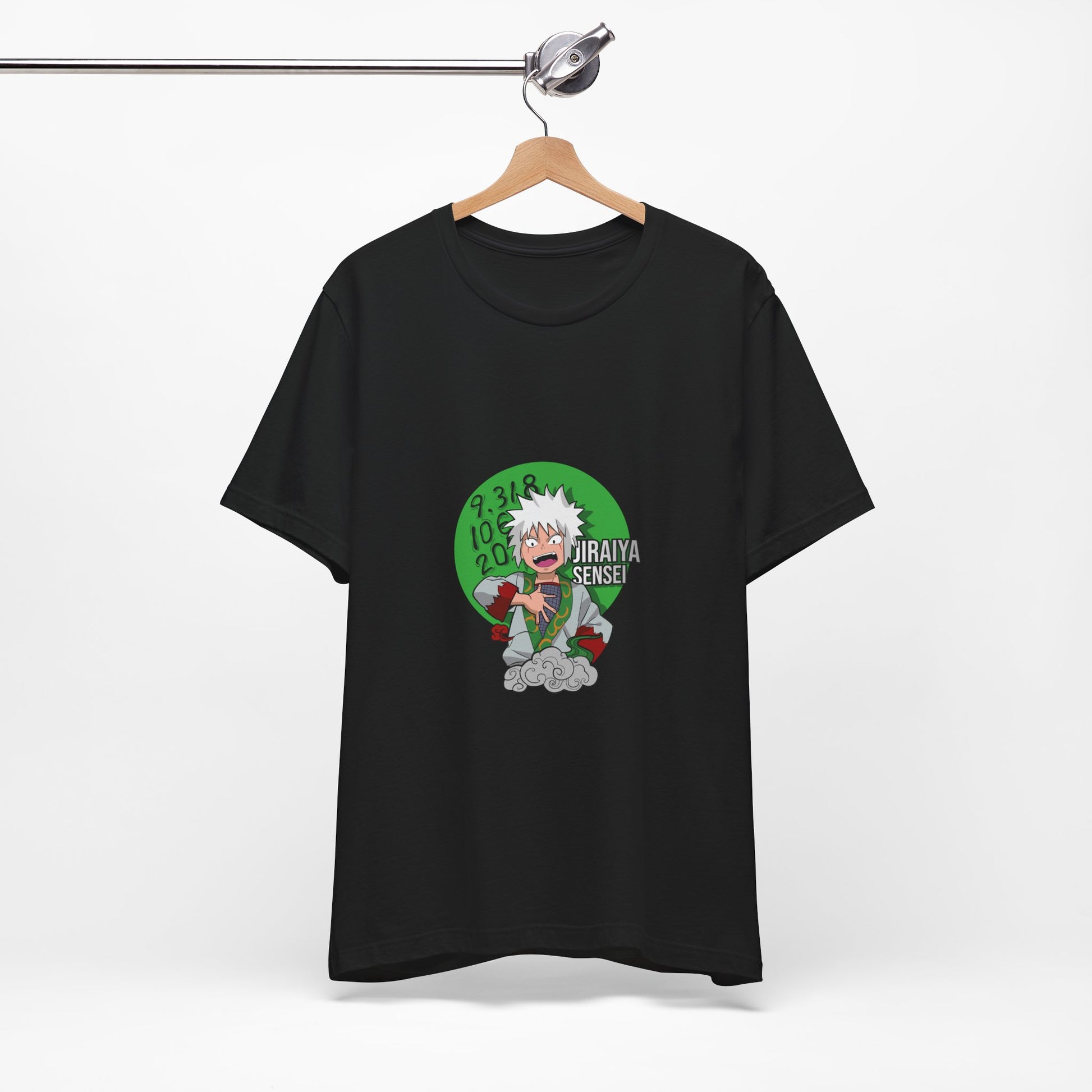 Alt: Toad Sage Sensei Anime Shirt on black, hanging front, anime apparel by Snapping Turtle Gallery

