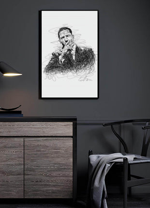 Tom Hardy – A Pause in Black Ink Wall Art