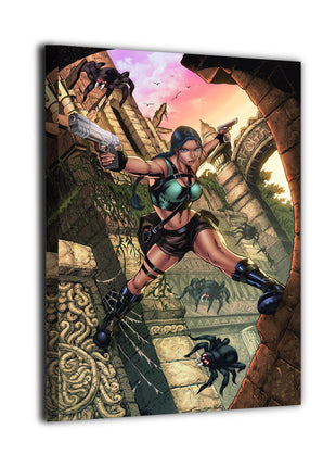 Lara Croft Art | Acrylic, Metal & Canvas - Snapping Turtle Gallery