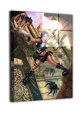 Lara Croft Art | Acrylic, Metal & Canvas - Snapping Turtle Gallery
