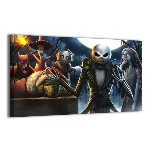 24x36 canvas artwork featuring jack sally and the grinch