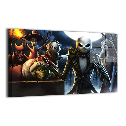 24x36 metal print jack sally grinch crossover holiday mischief

