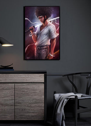 Vengeful Ronin Wall Art by Nopeys displayed in a modern room.