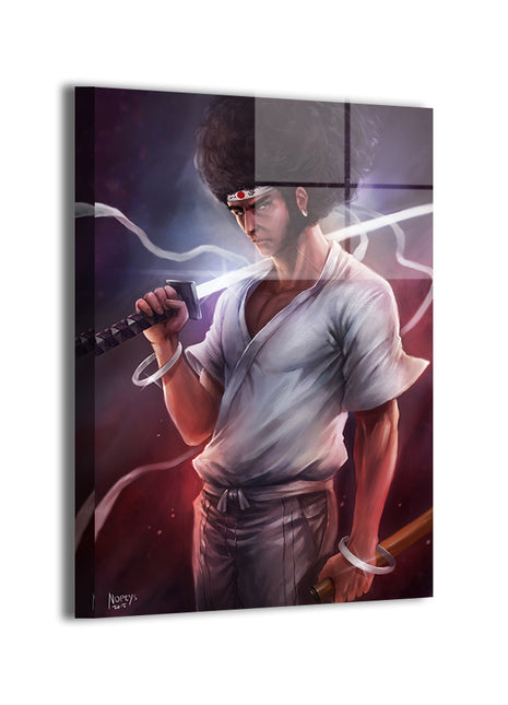 Afro Samurai by Nopeys; modern metallic sheen, ready to hang.