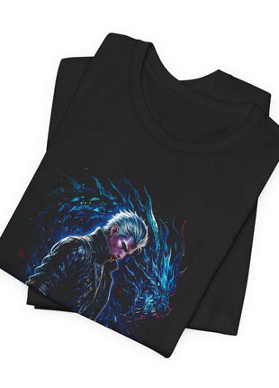 Folded view of the black Vergil Blue Energy Graphic T-Shirt.