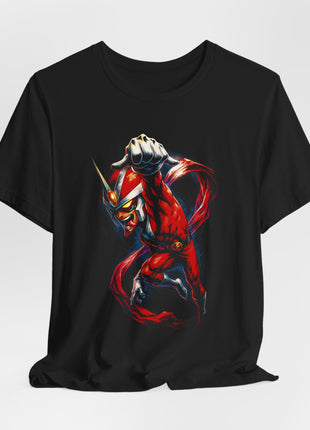 Draped front view of the black Viewtiful Joe Red Hero Punch Graphic T-Shirt.