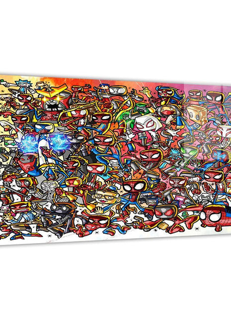 Miles Morales and Spider-Verse cast in Web of Infinite Heroes wall art