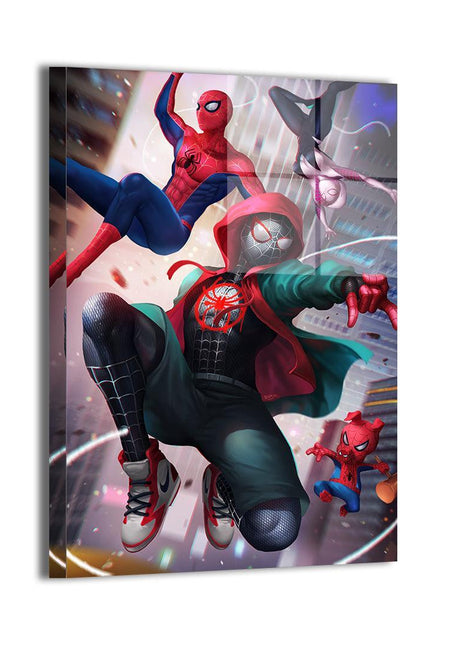Miles Morales, Gwen Stacy and Peter Parker in Web-Verse Alliance wall art