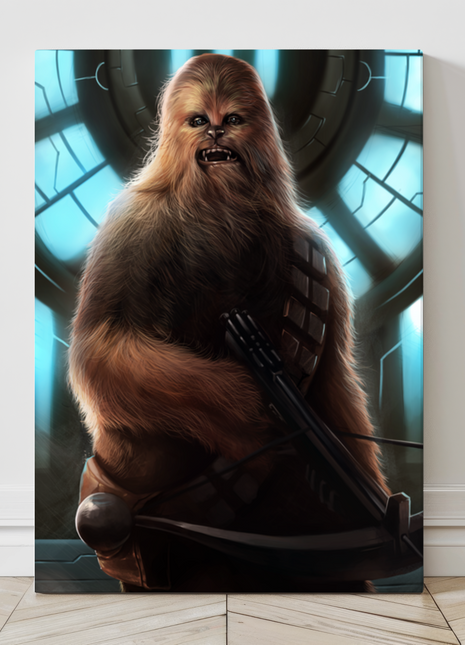 Large canvas print of Chewbacca in space corridor – 24x36 artwork