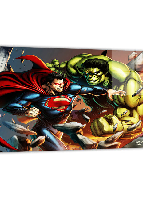Superman (Clark Kent / Kal-El); Hulk (Bruce Banner) metal wall art by Ryan Pasibe