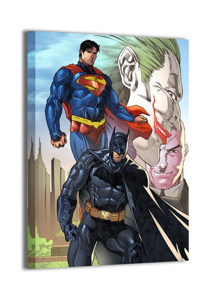 Batman Superman Joker and Lex Luthor Wall Art gloss canvas print by Jey Soliva
