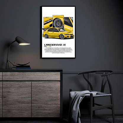 Yellow Evo IX - Dark Room Mockup