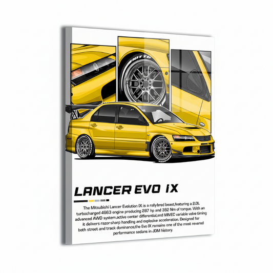 Yellow Evo IX - Glossy Acrylic Mockup
