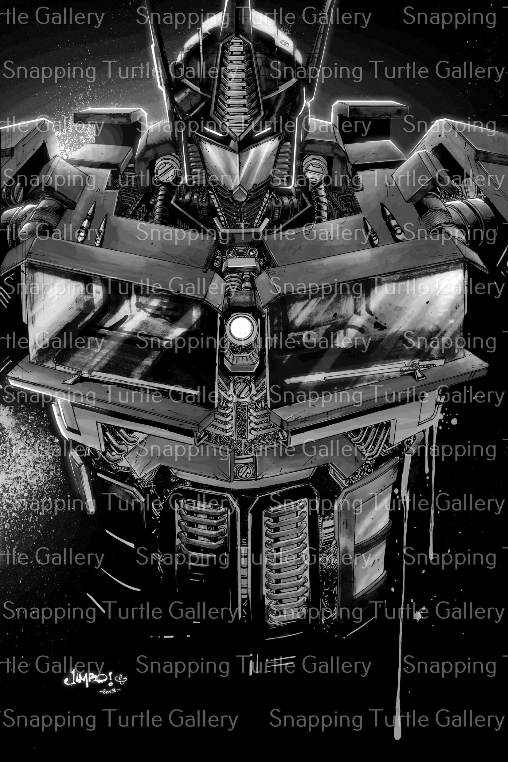 Optimus Prime B&W - Transformers - Snapping Turtle Gallery