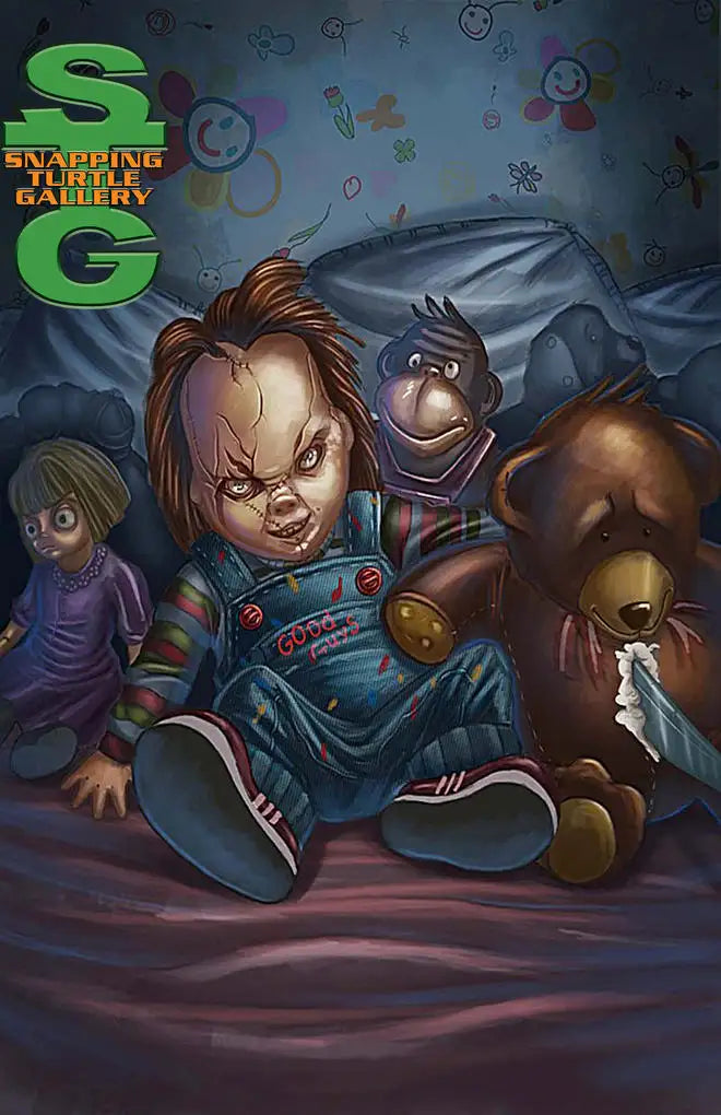 Chucky and stuffed friends
