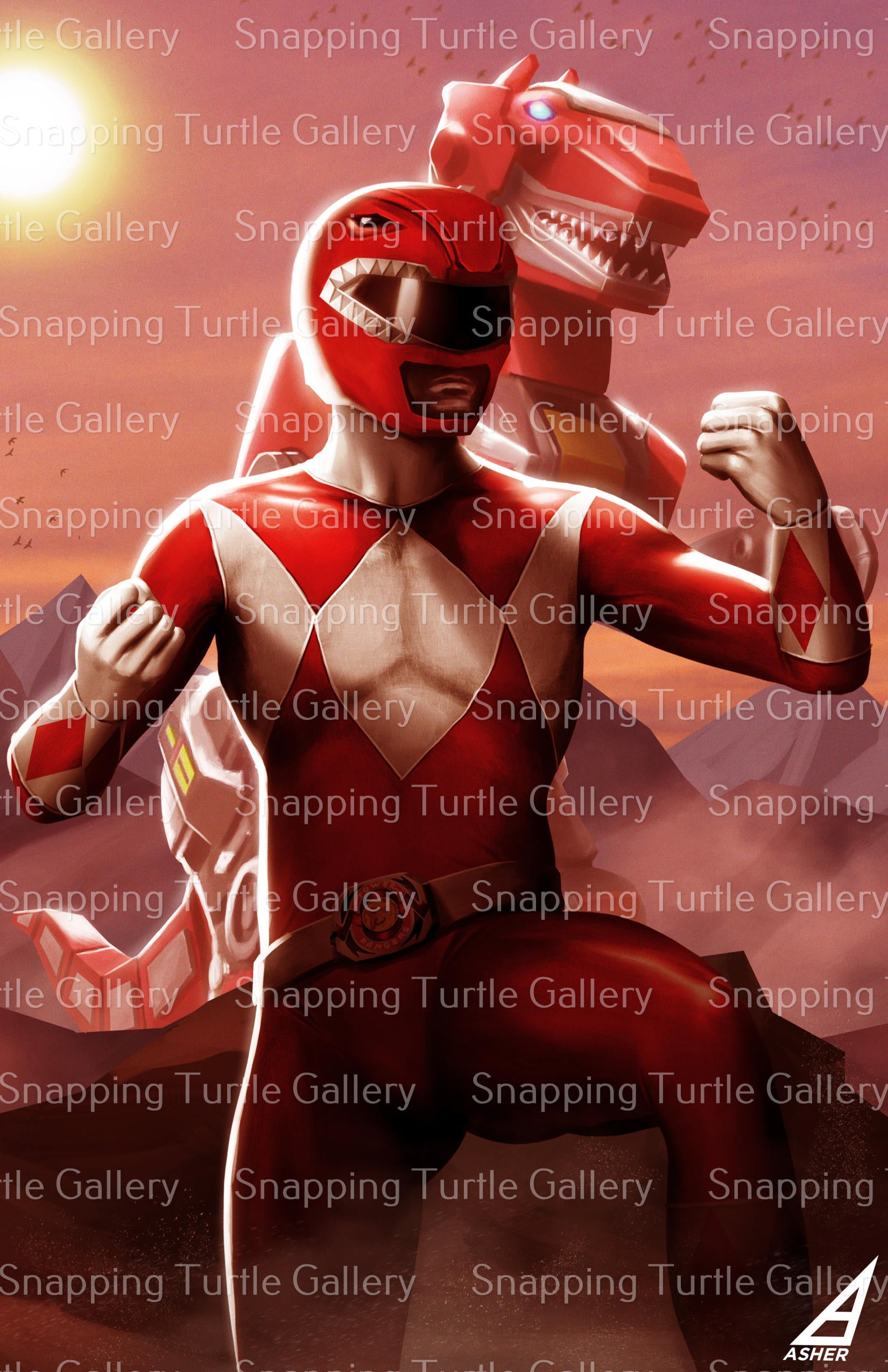 Red Ranger with Tyrannosaurus - Snapping Turtle Gallery