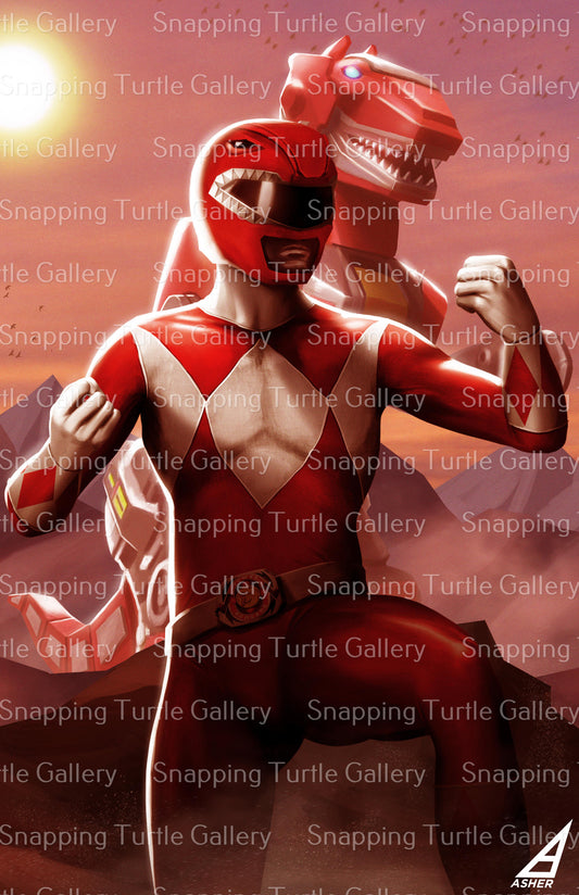 Red Ranger with Tyrannosaurus