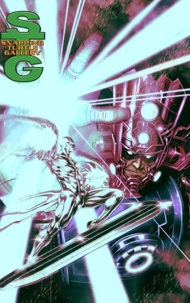 Galactus and his Herald the Silver Surfer