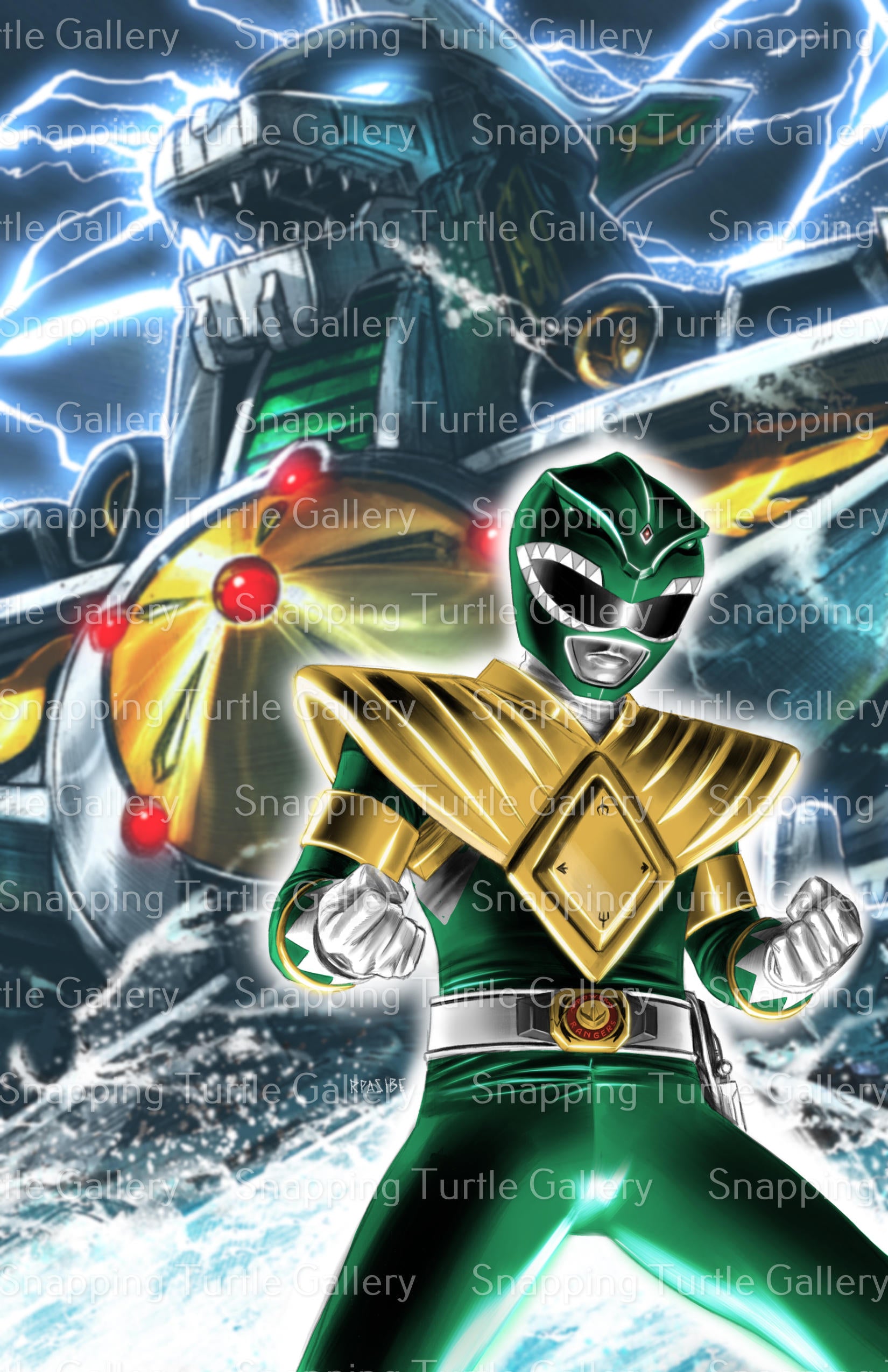 Green Ranger with Mega Zord - Power Rangers - Snapping Turtle Gallery