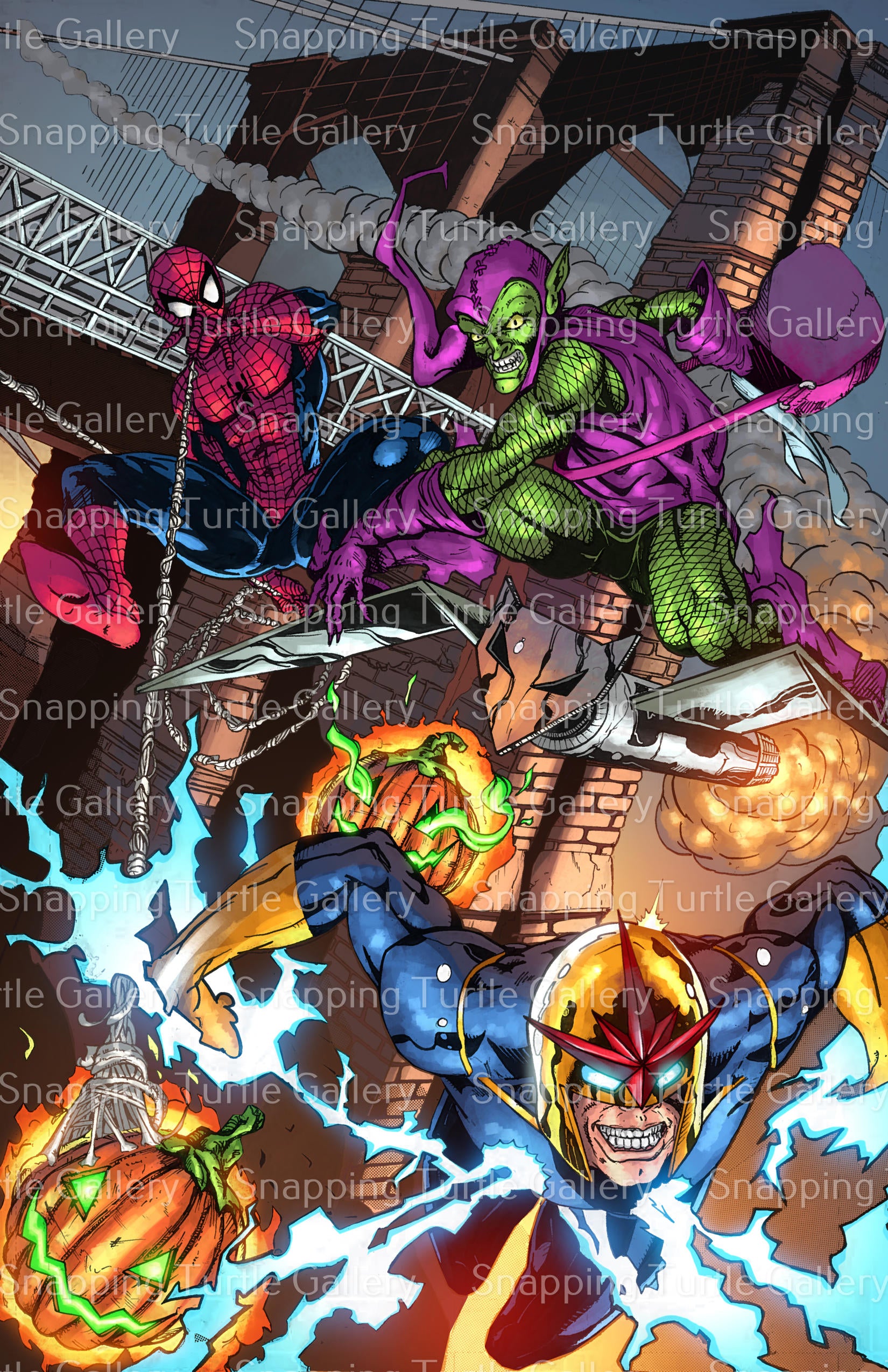 Spider-man and Nova Vs Green Goblin - Snapping Turtle Gallery